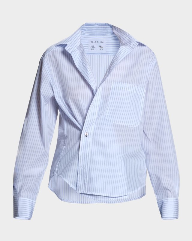 The Daily Striped Asymmetric Button-Front Shirt